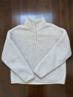 Simons Cream Sherpa Half-Zip Turtleneck Pullover